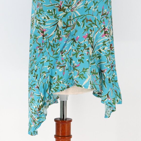 FINLEY Agetha Kyoto Floral-Print Ruffle Button-Front Shirt Blue Green Size XS - Picture 5 of 9